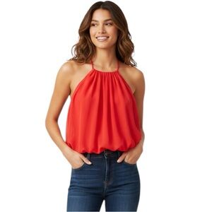 The Drop Women's Bright Red Bubble Hem Halter Top Size: Small